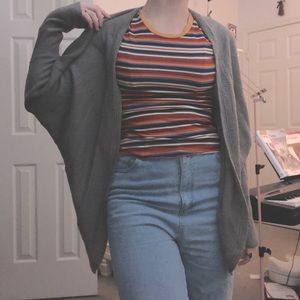 grey open loose cardigan sweater chunky